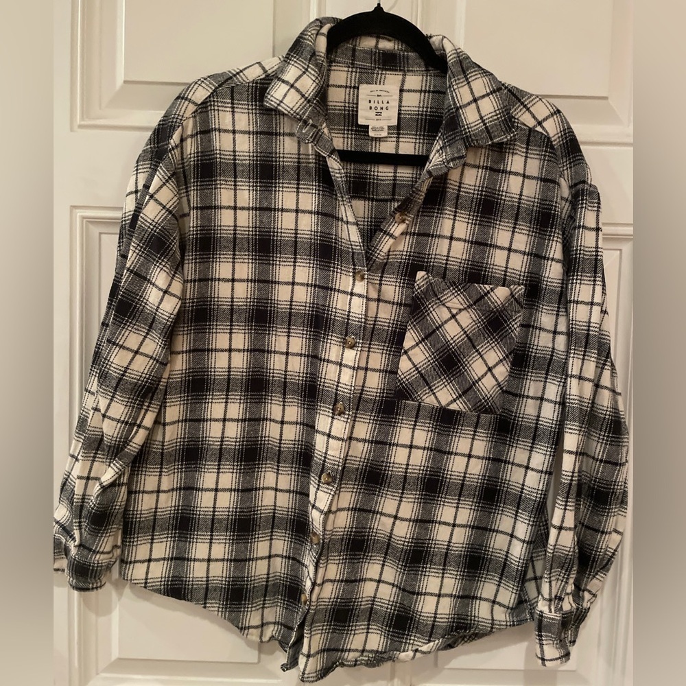 Billabong Women’s Plaid Flannel Long Sleeve Shirt Casual Boho Festival Western M - Picture 1 of 10